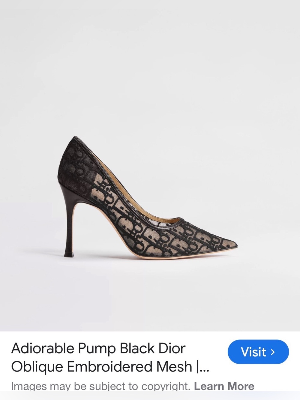 Dior Black Oblique Embroidered Pointed Toe Pump